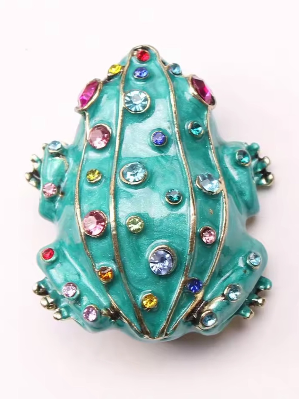 Cute Frog Turquoise Multicolor Crystal Brooch
